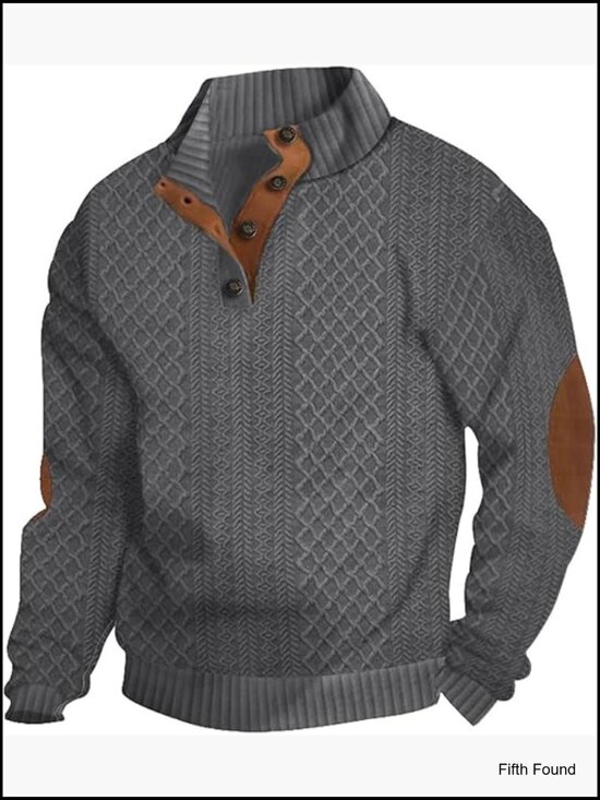Other - Crewneck Button Sweatshirt Long Sleeve Pullover Casual Quarter Button Top